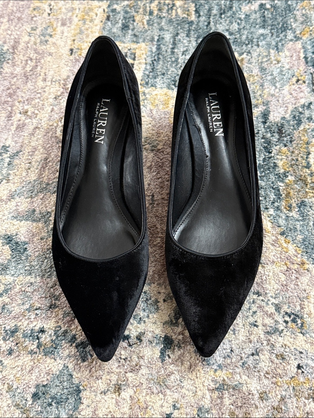 Lauren Ralph Lauren Black Velvet Pointed-Toe Heels